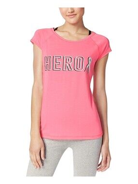 Ideology Womens Activewear Graphic Short Sleeves T-Shirt Size L